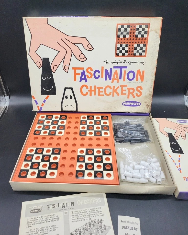 Juego de mesa Remco Fascination Checkers 1962 vintage completo con instrucciones Foto 2 de 4