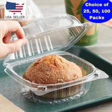 Clear Hinged Lid Plastic Food Container Take Out Salad Snack Desserts Container