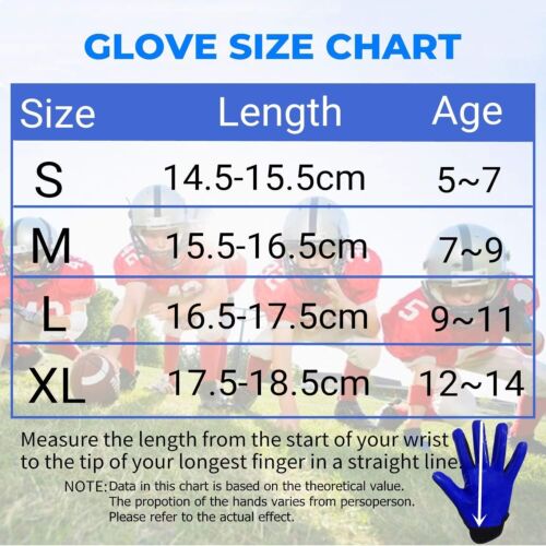 American Football Gloves Youth Kids Ultra Tack Sticky Non-Slip Palm Receivers - Picture 7 of 7