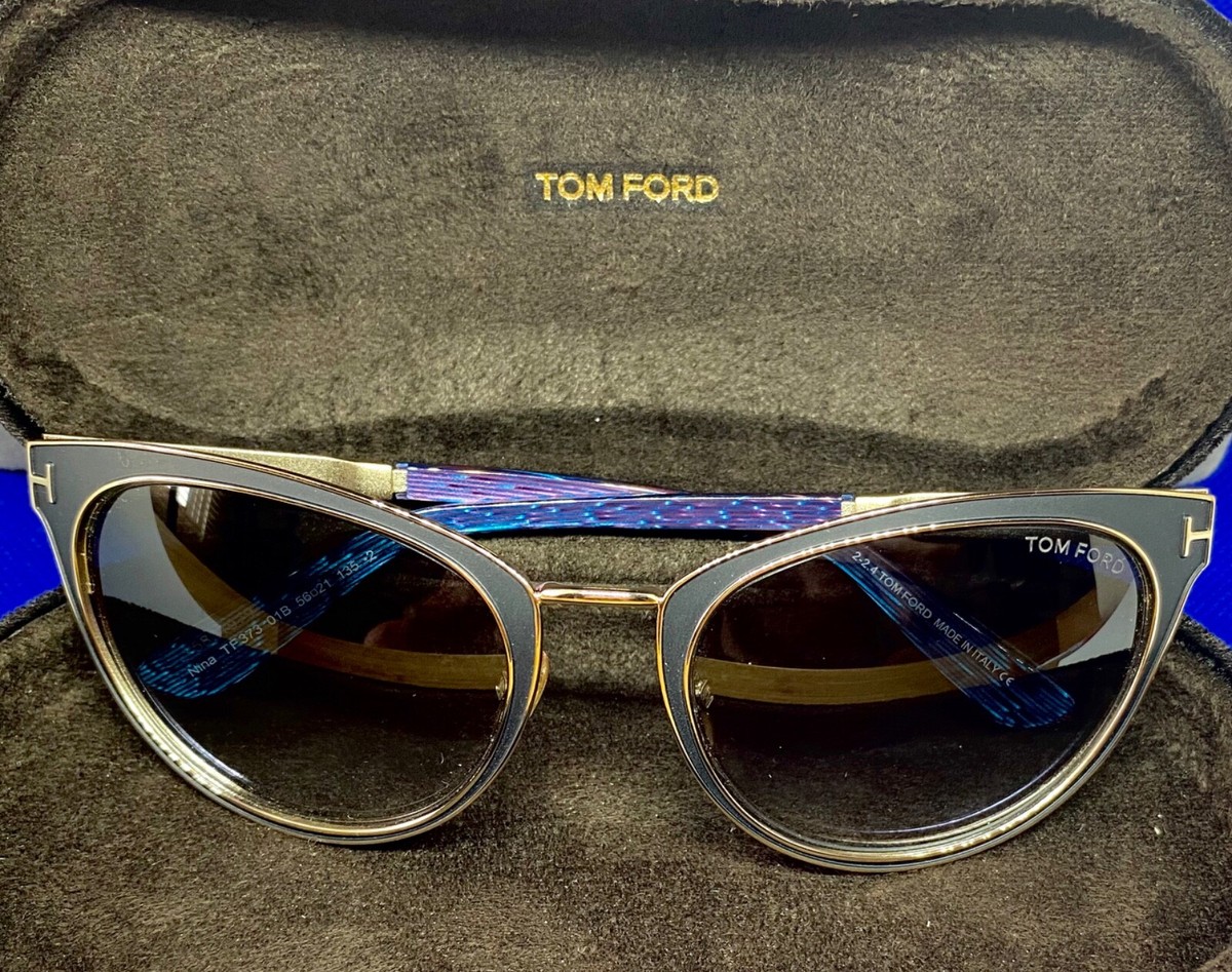 Tom Ford NINA Blue \u0026 Pink Arm-Gold/Black Frame Gradient 56mm Sunglasses  BEAUTIES | eBay