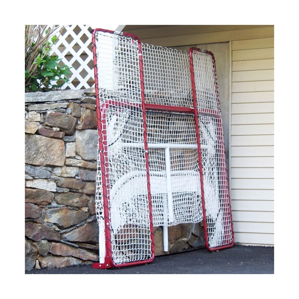 EZGoal Hockey Folding Pro Goal with Backstop and Targets, 2Inch, Red