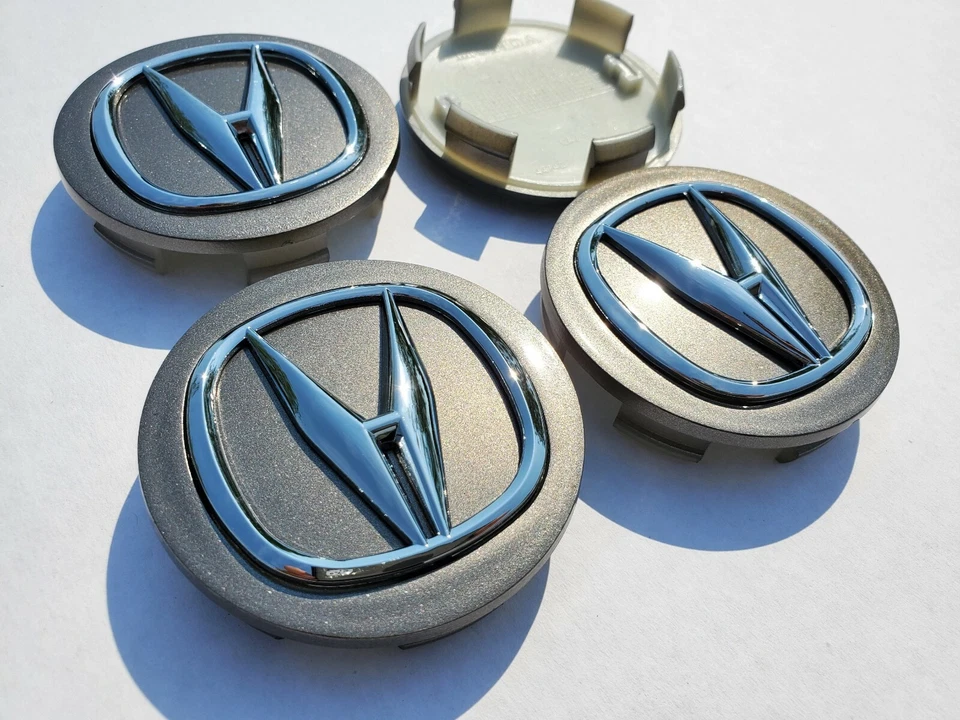 ACURA Set Of 4 Gray-Chrome Wheel Center Caps 69MM - Satisfaction Guaranteed Foto 2 de 4