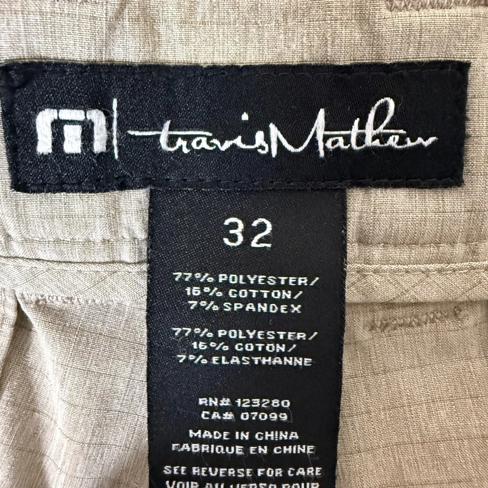 Pantalones Cortos de Golf Travis Mathew Para Hombre 32 Beige Frente Plano Informal Rendimiento Elastizados Foto 2 de 4