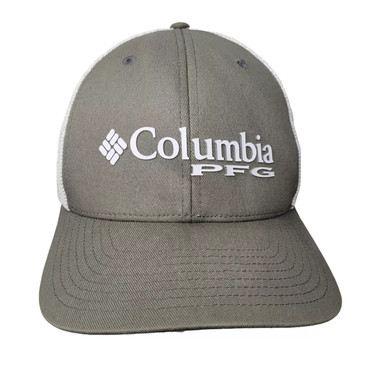 Columbia PFG Performance Fishing Gear Gray & White Flexfit Hat Size  Small/Medium