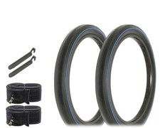 RALSON 20 X 2.125 BLUE LINE SLICK BICYCLE TIRES, S-2 RIM, SCHWINN STYLE 6PC SET.