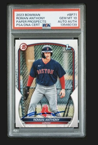 2023 1st Bowman Paper Roman Anthony Signed Card Rookie Red Sox Auto PSA 10