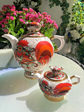 Lomonosov Porzellan Teekannen-Set &bdquo;Roter Hahn&ldquo; A. Worobjewskij, RAR