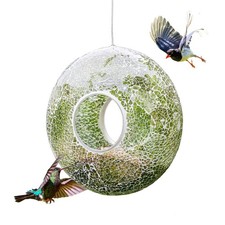 Fly Through Wild Bird Feeder Garden Hanging Mosaic Circle for Outdoor Decoration