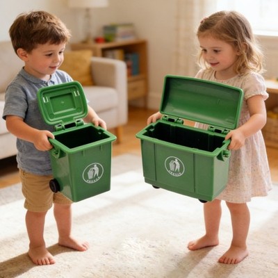 2Pcs Miniature Garbage Bins Figure Doll House Scene Decoration Sand Model Props