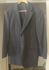 New Armani Collezioni Blazer, Black Pinstripe, Lana Wool, 38R Sleeve 16  Italy
