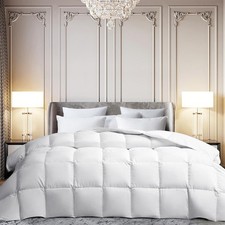 White Goose Feather Down Fiber Comforter King Size- All Season Duvet Insert, ...