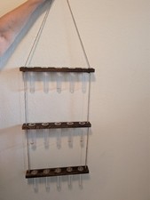 Wall Hanging Propagation Station w/ Wooden Stand Glass Test Tubes Tiered Planter