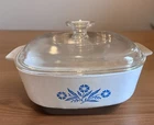 Corning Ware Dish ~ 2-Quart Baking Dish With Pyrex Lid~Blue Cornflower