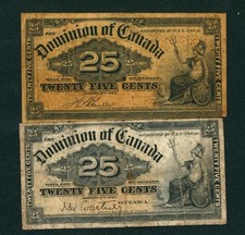 (2 NOTES) 1900 25 cents Dominion of Canada ** DAILY CURRENCY AUCTIONS
