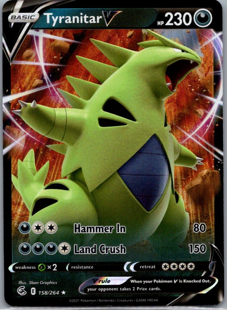 Tyranitar V 158/264 Holo V Rare Fusion Strike Pokemon Near Mint