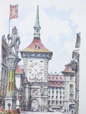 Antique Vintage English Etching On Paper Signed Unframed