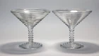 2 Vintage 1930’s Art Deco Anchor Hocking Manhattan Ribbed Compote Martini Glass