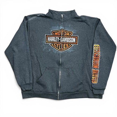 Vintage Harley Davidson Zip Hoodie Nashville TN Graphic Gray Size 3XL - Image 1