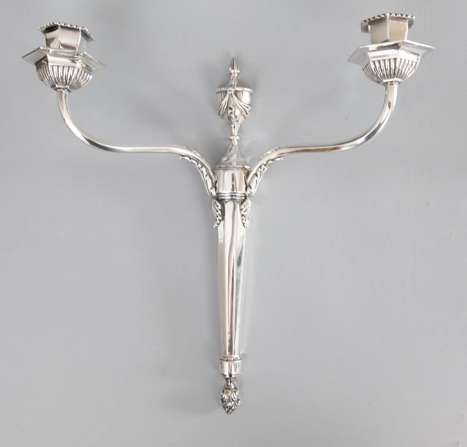 Пара винтажных настенных бра в неоклассическом стиле с английскими серебряными свечами - Изображение 4 из 4