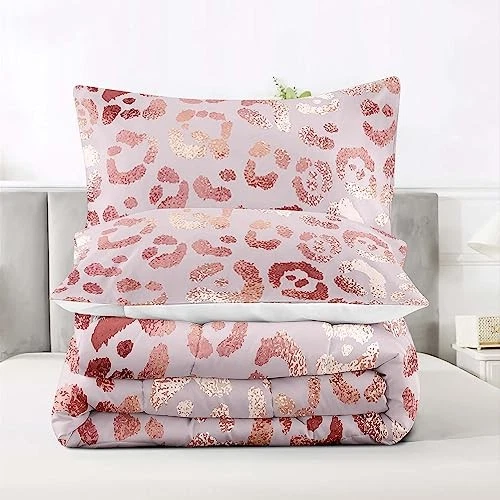  Pink Leopard Print Comforter Cheetah Comforter Set, Rose Queen Leopard Print 7 - Image 4 of 4