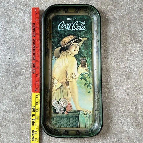 Vintage Printed 1972 Coca-Cola Advertising Metal Tray 1916 WWI Girl Elaine Image