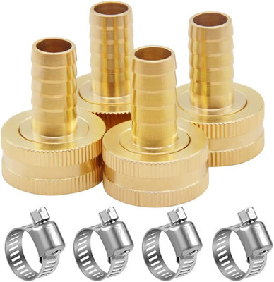 4PCS Garden Hose Connector 3/8'' Barb to 3/4'' GHT Female Brass Water Hose End Men