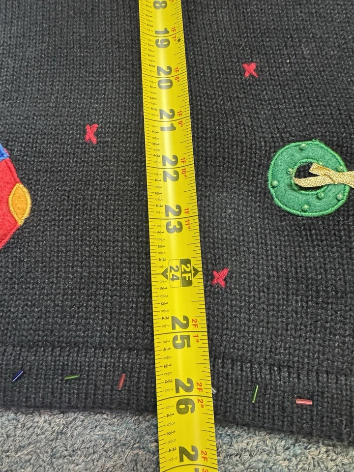 The Quacker Factory Sweater Christmas Folk Art Black L Women’s Cotton Blend - Image 3 of 4