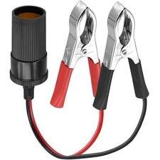 Alligator Clip to Car Cigarette Lighter Plug Adapter Cable, 1FT 12V Extension fo
