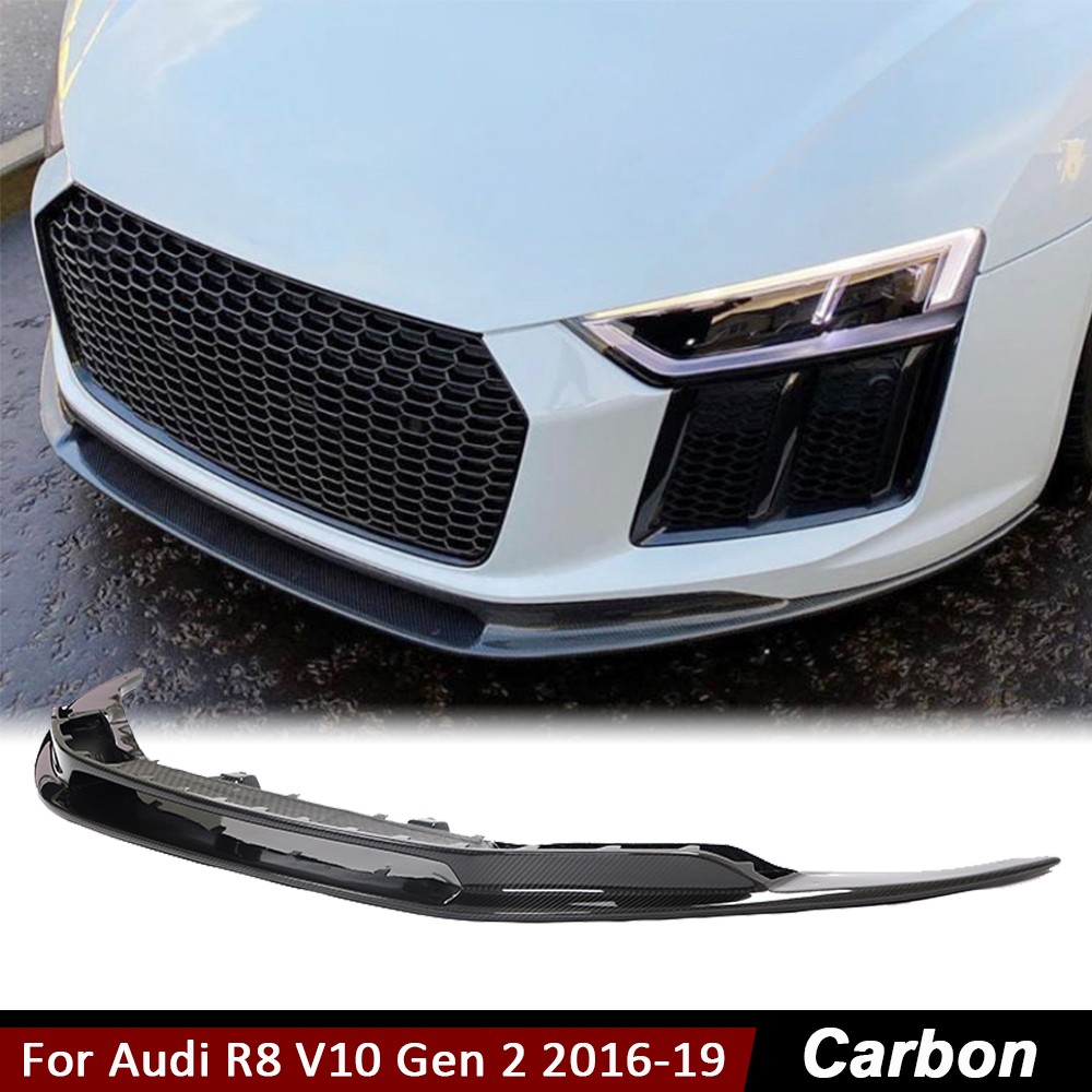 For Audi R8 V10 Gen 2 2016-19 DRY CARBON FIBER Front Bumper Lip Spoiler Splitter