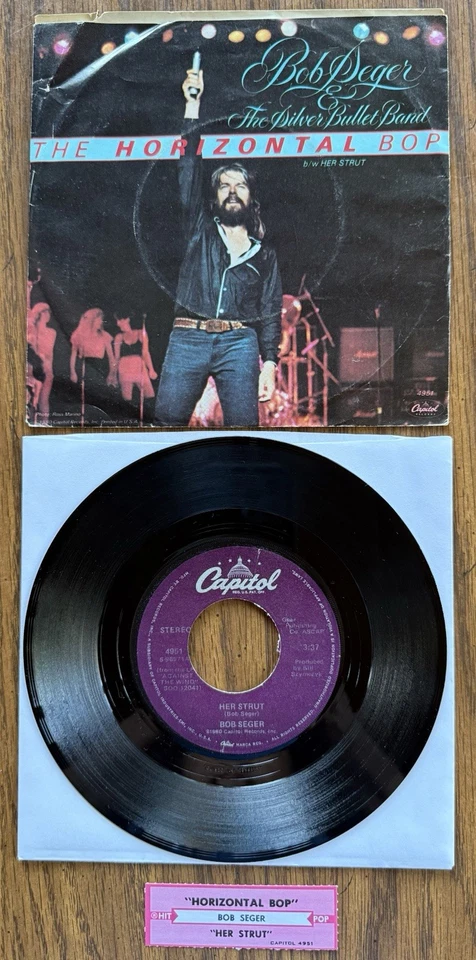 Bob Seger Horizontal Bop Her Strut Capitol 45rpm W/RARE PS! Bob’s Rarest Sleeve  - Image 2 of 4