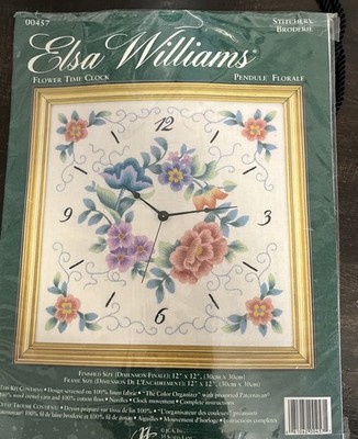 Vintage Elsa Williams 00457 Flower Time Clock Pendule Florae Stitchery Broderie