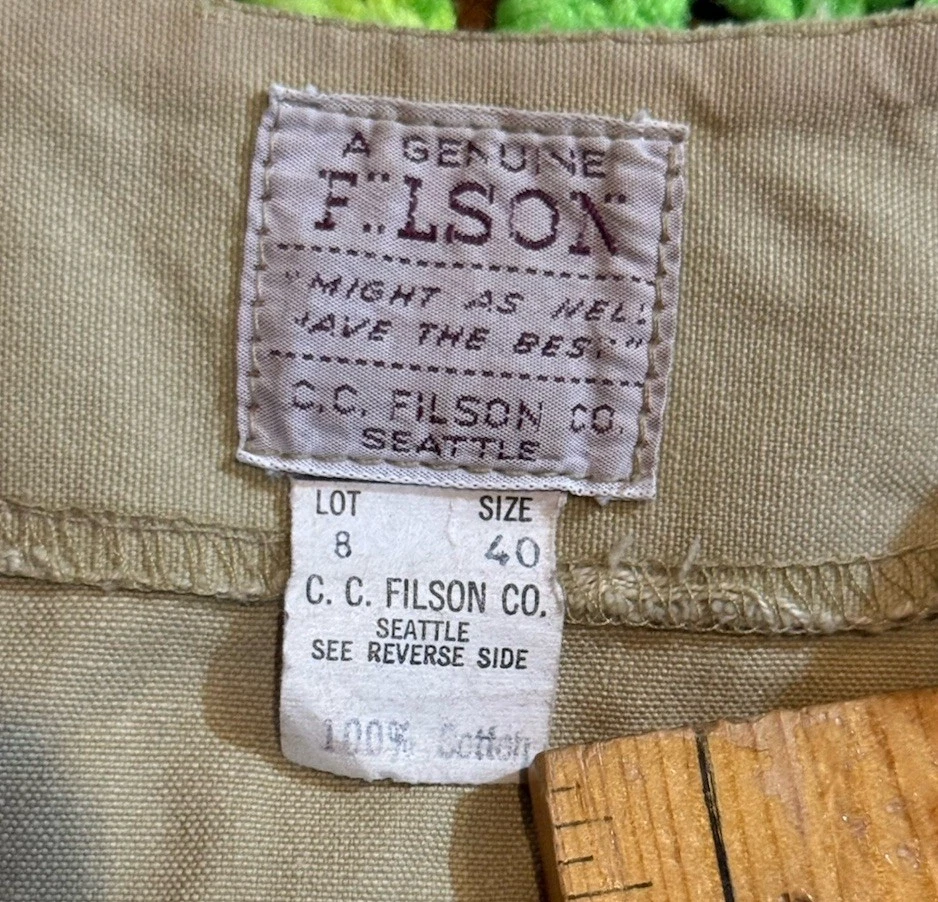 Chaleco de Trabajo Crucero Algodón Filson De Colección Talla 40 Caza Pesca EE. UU. Usado Golpeado Foto 3 de 4