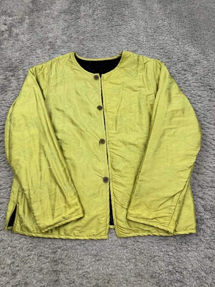 Coldwater Creek Jacket Women Large Silk Purple Velvet Burnout Reversible Bomber - Image 2 of 4