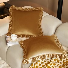 Velvet Throw Pillow Covers 18 x 18 Inch Set of 2, 18" x 18" Pack of 2 Gold