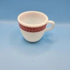 Pyrex Cup Mug Laurel Leaf Red Stripe Corning Restaurantware Milk Glass USA VTG