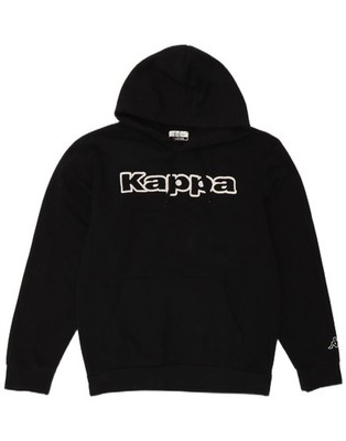 Kappa Mens Graphic Hoodie Jumper Large Black Cotton WI05