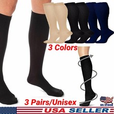 3 Pairs Medical Compression Socks for Women and Men 20-30 mmHg Knee High Socks