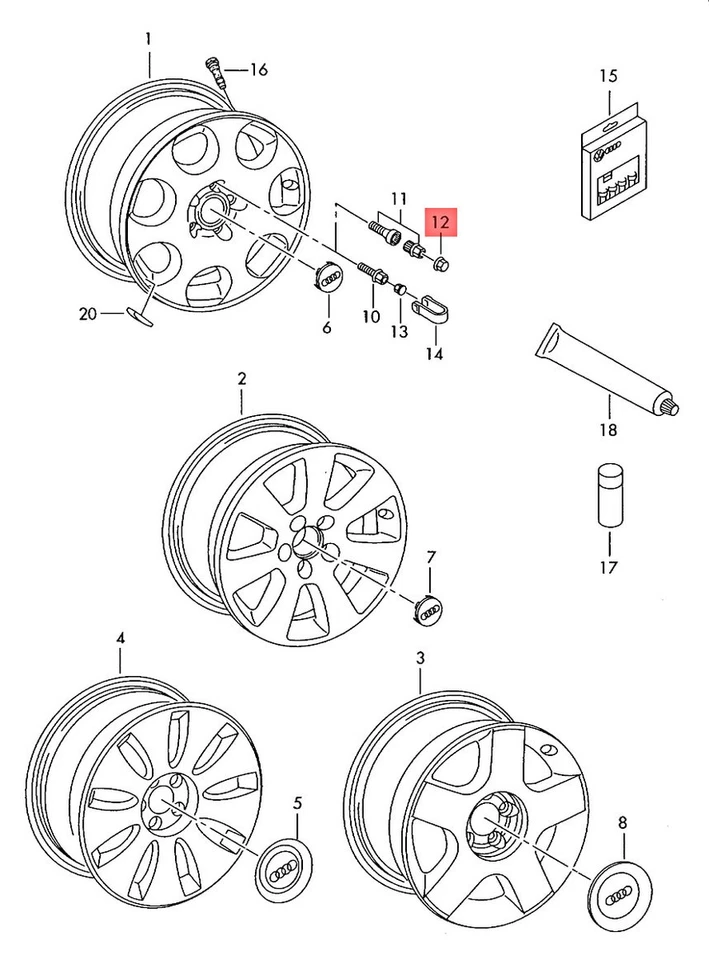 Genuine Wheel Bolt Grey Cap 1pcs 4F0601173AZ37 - Image 3 of 3