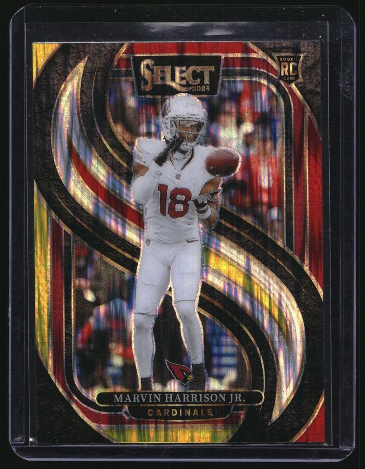 2024 Panini Select #115 Marvin Harrison Jr Black Red Prizm Shock RC