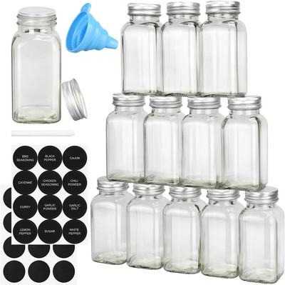 Dkovn 12/24/48 Pack Glass Spice Jars, 4Oz Empty Spice Jars | with Metal Caps, La