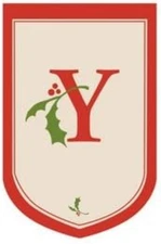 Evergreen Monogram Letter Y Estate Flag 28x44 Cream Red Holly Applique Christmas