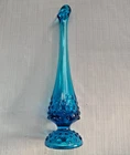Vintage Fenton Glass Cobalt Blue Hobnail Swung Bud 11.5" Vase