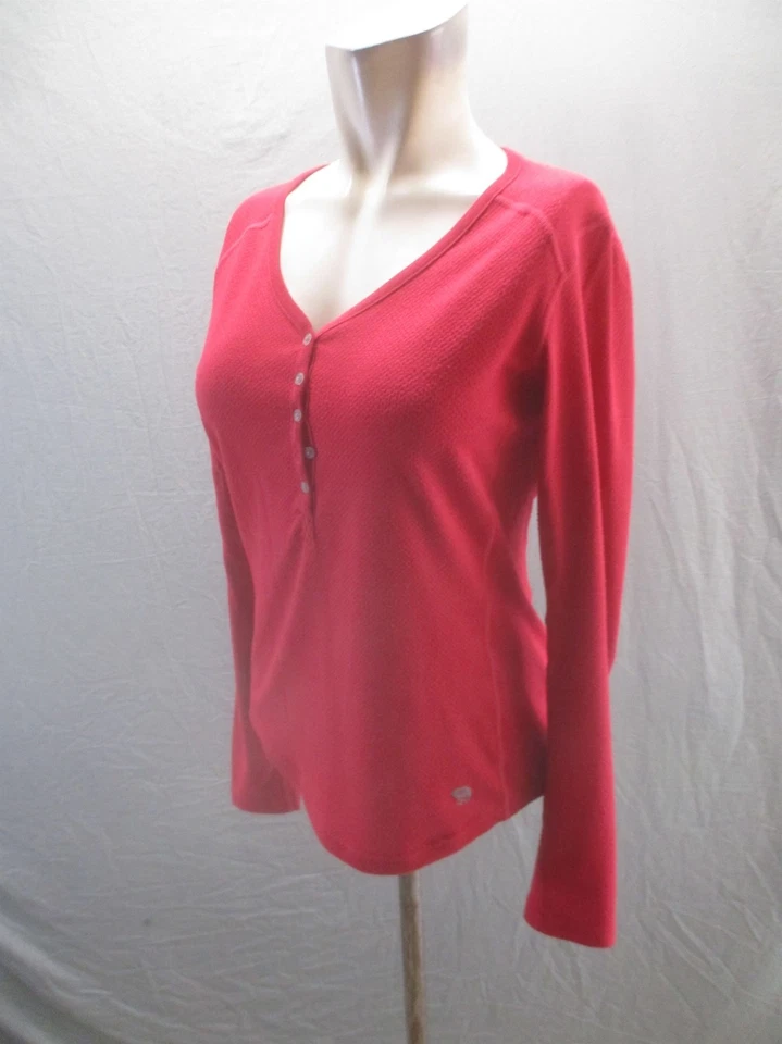 MOUNTAIN HARDWEAR Size S Womens Red Wool 1/2 Button Long Sleeve Athletic Top 417 - Image 3 of 4