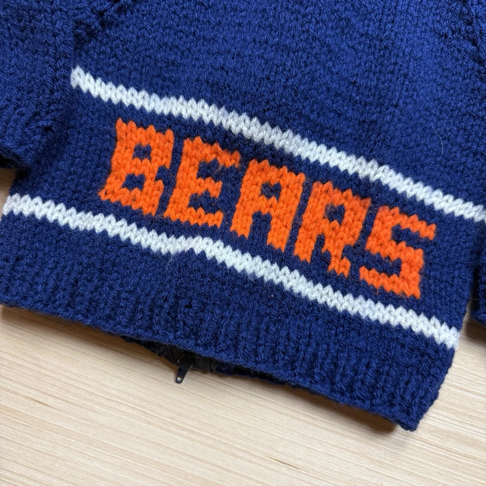 Sudadera con capucha hecha a mano vintage años 70 80 bebé Chicago Bears tejido cremallera 12 meses Foto 2 de 4