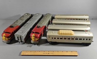 VINTAGE MARX SANTA FE #1095 DIESEL A-B-A & FOUR CARS PASSENGER SET