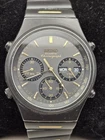 Vintage Seiko Quartz Chronograph Black Dial 37mm Two Tone Mens Watch 7A38-7180