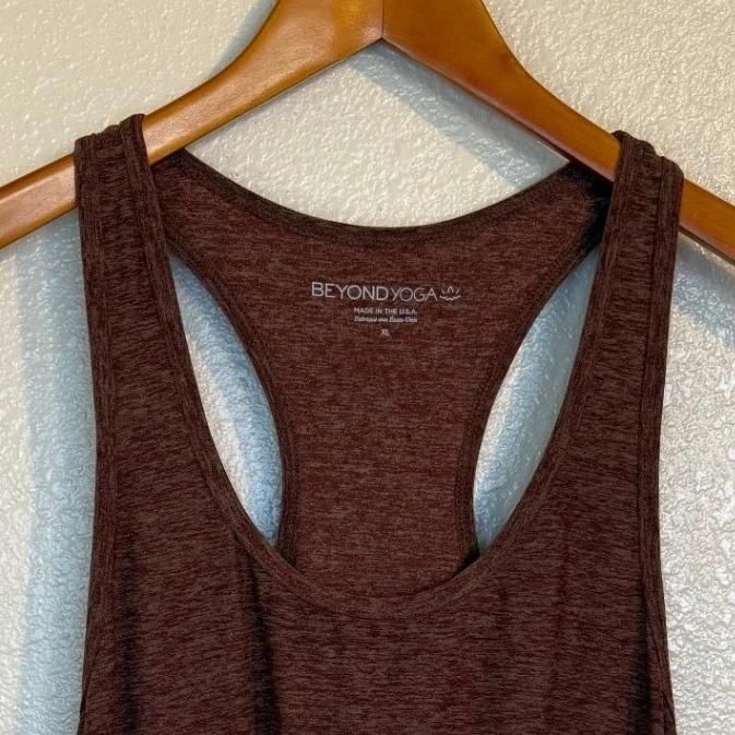 Beyond Yoga Tank Top Women XL Brown Heathered Racerback Activewear Workout Gym - Image 2 of 4