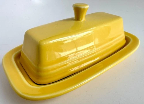 Fiesta Fiestaware Sunflower Yellow Covered Butter Dish Homer Laughlin USA 7 1/2"