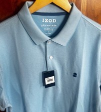 NWT IZOD Advantage Performance Golf Polo Top Light Blue UPF Men's Size L