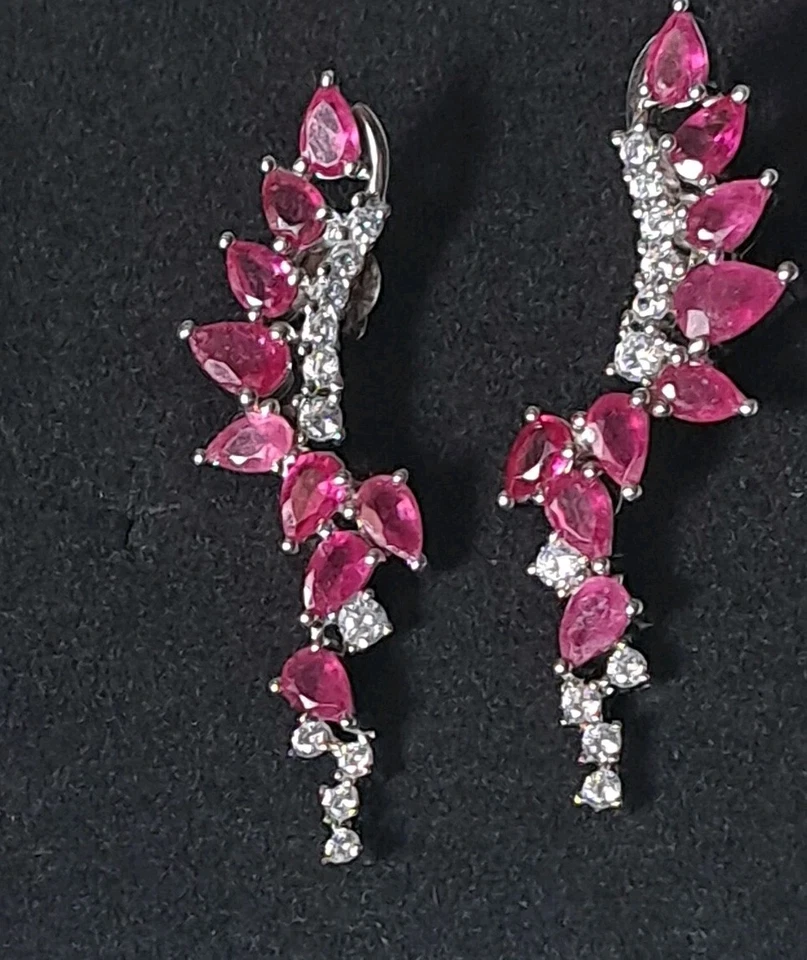 925Silber Engelsflügel OHRRINGE Stecker Echte Edelsteine RUBIN,  14k Vergoldung. - Bild 4 von 4